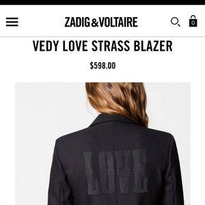 ZADIG&VOLTAIRE NEWT VEDY LOVE STRASS BLAZER WHITE